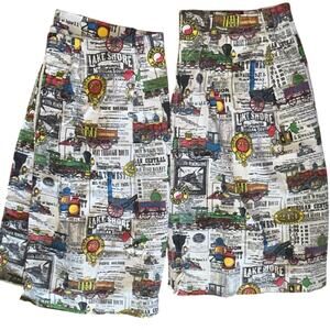 2 Vintage house n home 1950’s Train Locomotive Cotton Fabric Curtain Panels
